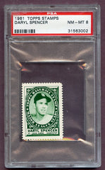 1961 Topps Baseball Stamps Daryl Spencer Cardinals PSA 8 NM/MT