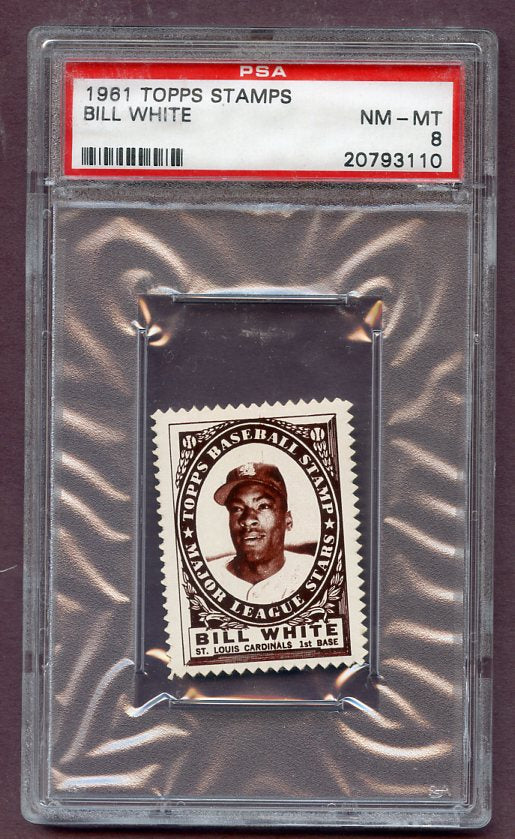 1961 Topps Baseball Stamps Bill White Cardinals PSA 8 NM/MT