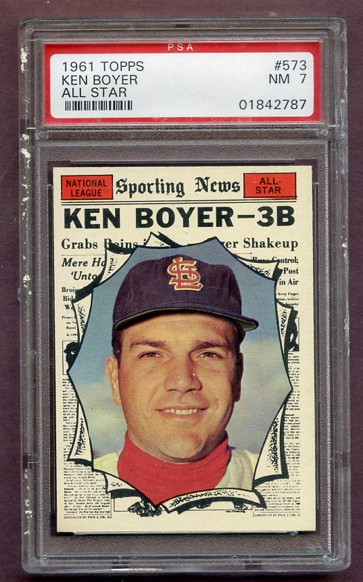 1961 Topps Baseball #573 Ken Boyer A.S. Cardinals PSA 7 NM 471258