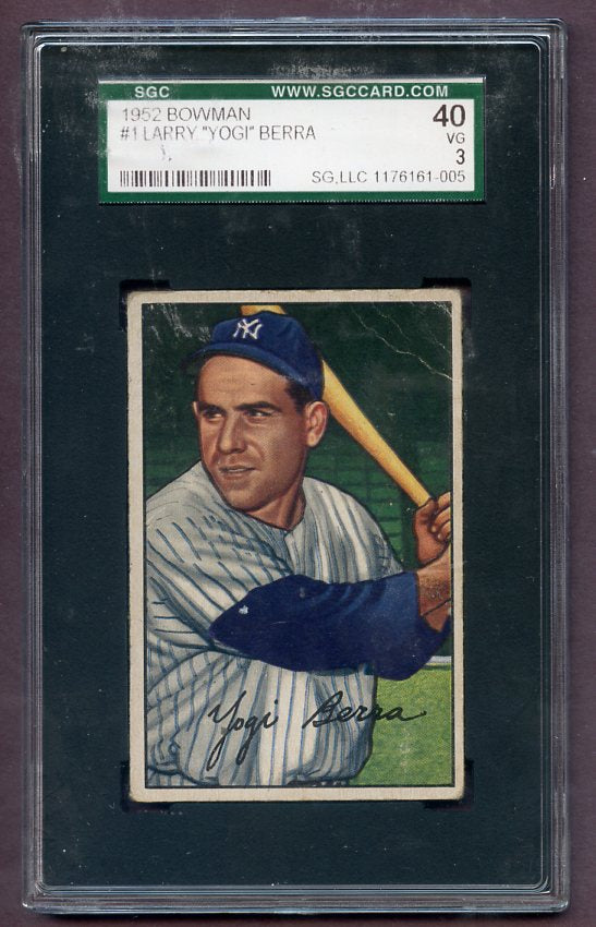 1952 Bowman Baseball #001 Yogi Berra Yankees SGC 40 VG 471267