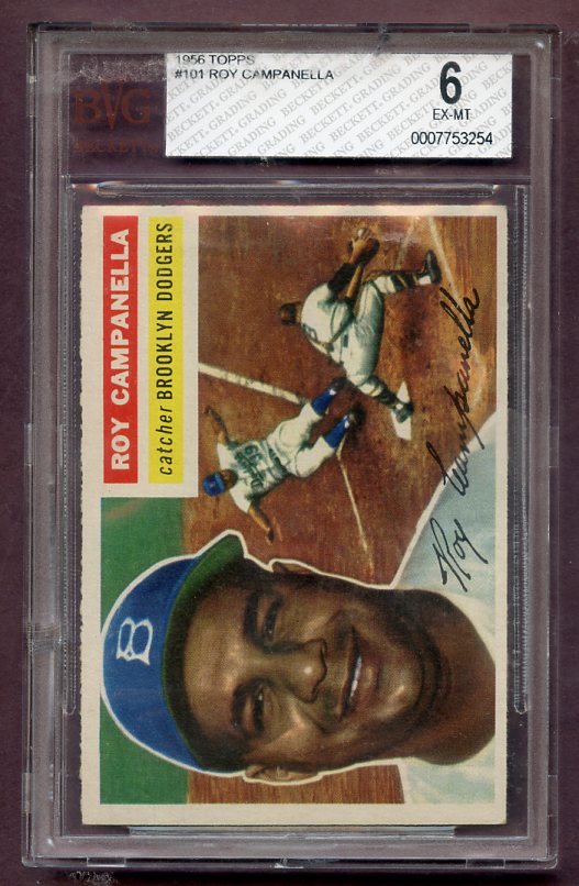 1956 Topps Baseball #101 Roy Campanella Dodgers BVG 6 EX-MT Gray 471269