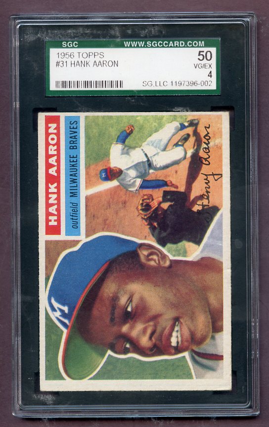 1956 Topps Baseball #031 Hank Aaron Braves SGC 50 VG-EX Gray 471293