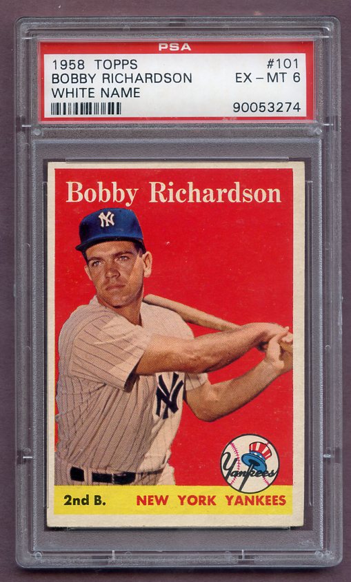 1958 Topps Baseball #101 Bobby Richardson Yankees PSA 6 EX-MT 471377