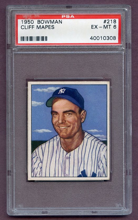 1950 Bowman Baseball #218 Cliff Mapes Yankees PSA 6 EX-MT 471467