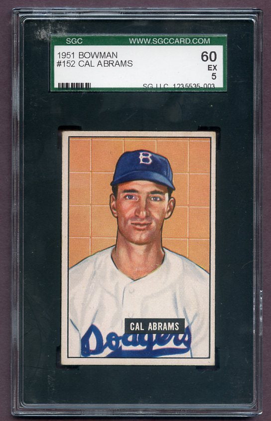 1951 Bowman Baseball #152 Cal Abrams Dodgers SGC 60 EX 471528