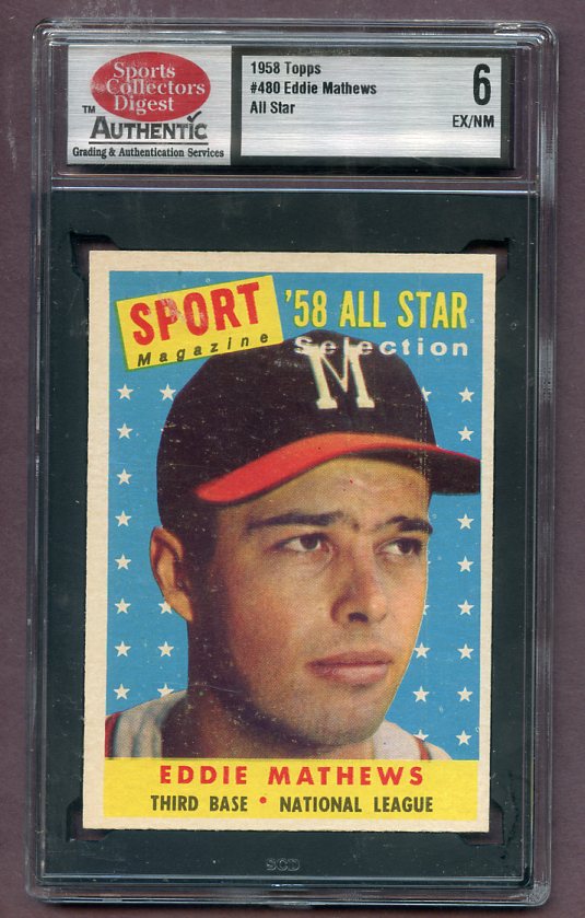 1958 Topps Baseball #480 Eddie Mathews A.S. Braves SCD 6 EX/NM 471531