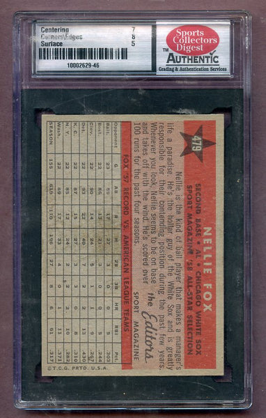 1958 Topps Baseball #479 Nellie Fox A.S. White Sox SCD 6 EX-MT 471533