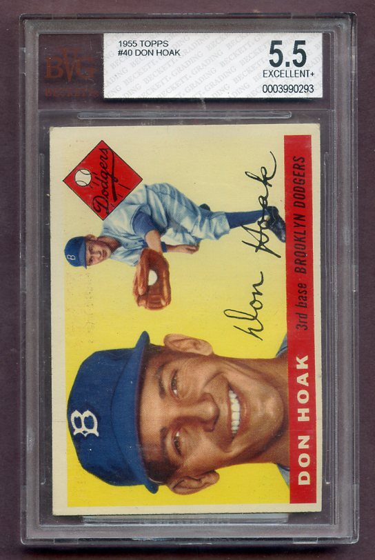 1955 Topps Baseball #040 Don Hoak Dodgers BVG 5.5 EX+ 471542