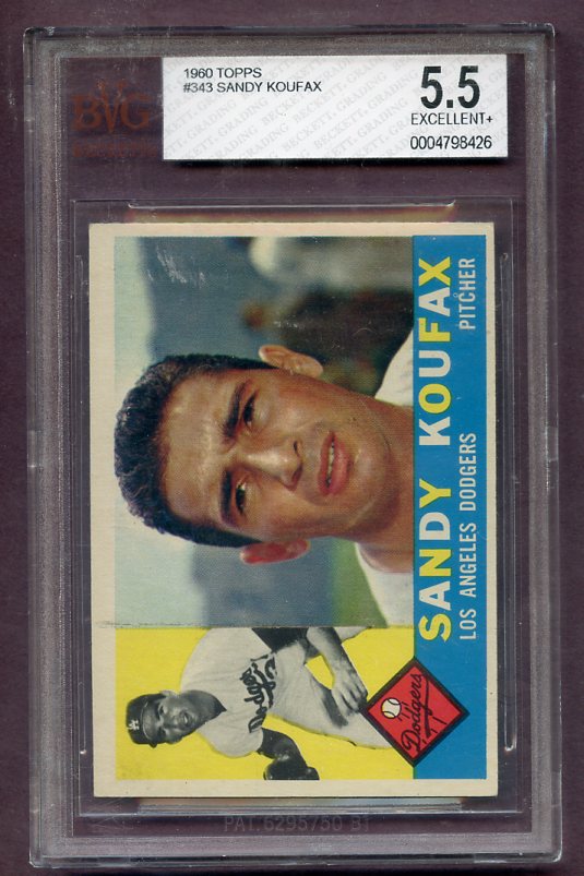 1960 Topps Baseball #343 Sandy Koufax Dodgers BVG 5.5 EX+ 471543