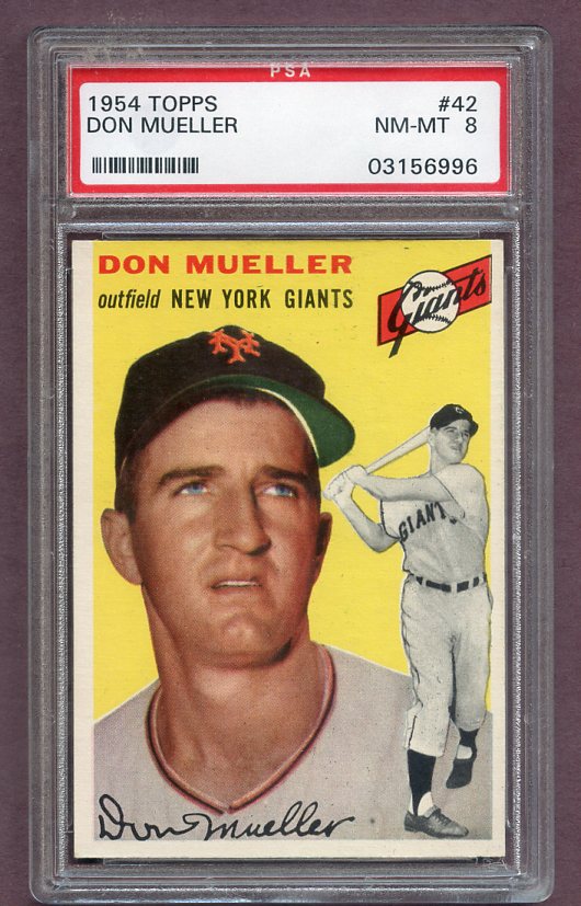 1954 Topps Baseball #042 Don Mueller Giants PSA 8 NM/MT 471624
