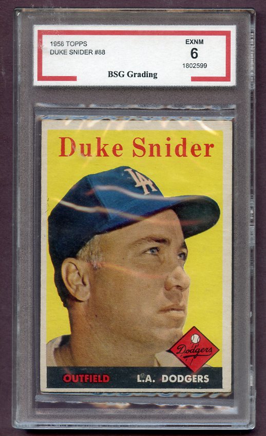 1958 Topps Baseball #088 Duke Snider Dodgers BSG 6 EX/NM 471644