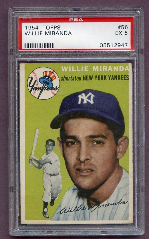 1954 Topps Baseball #056 Willie Miranda Yankees PSA 5 EX 471653