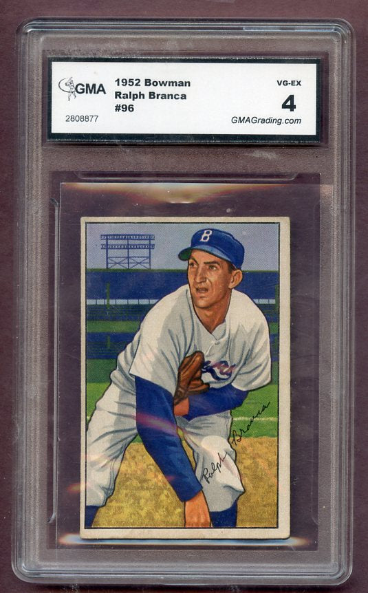 1952 Bowman Baseball #096 Ralph Branca Dodgers GMA 4 VG-EX 471750