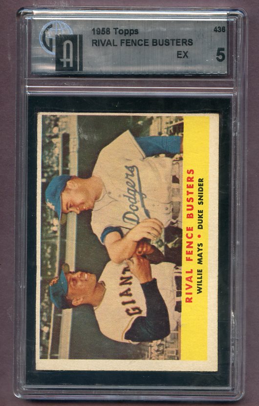 1958 Topps Baseball #436 Willie Mays Duke Snider GAI 5 EX 471752