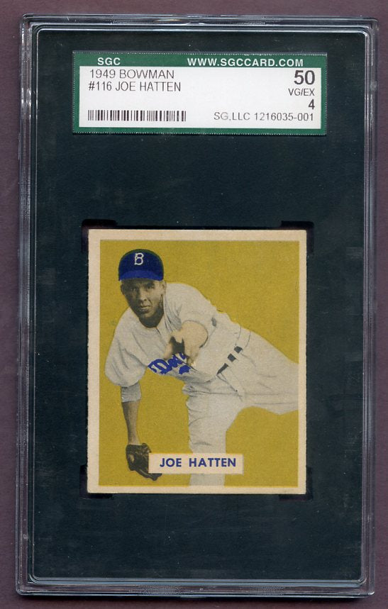 1949 Bowman Baseball #116 Joe Hatten Dodgers SGC 50 VG-EX 471759