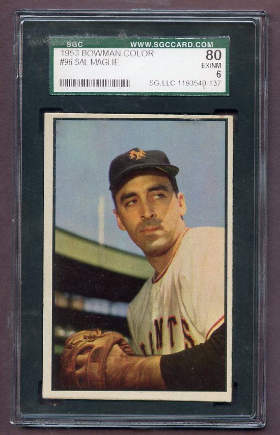 1953 Bowman Color Baseball #096 Sal Maglie Giants SGC 80 EX/NM 471762