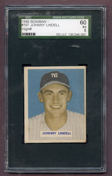 1949 Bowman Baseball #197 Johnny Lindell Yankees SGC 5 EX 471770