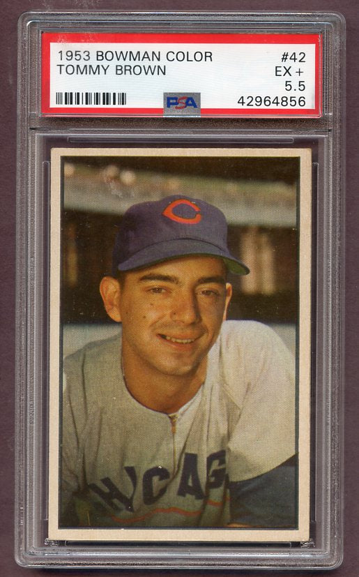 1953 Bowman Color Baseball #042 Tommy Brown Cubs PSA 5.5 EX+ 471778