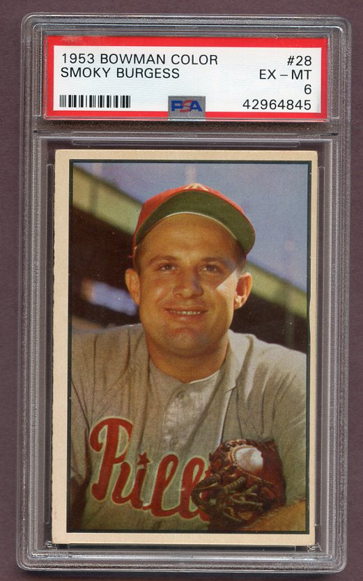1953 Bowman Color Baseball #028 Smoky Burgess Phillies PSA 6 EX-MT 471795