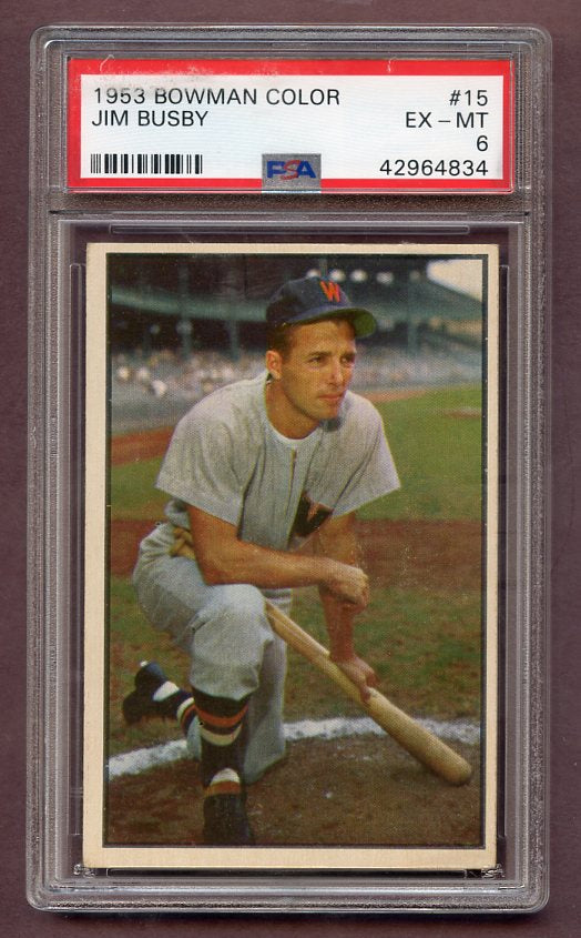 1953 Bowman Color Baseball #015 Jim Busby Senators PSA 6 EX-MT 471858