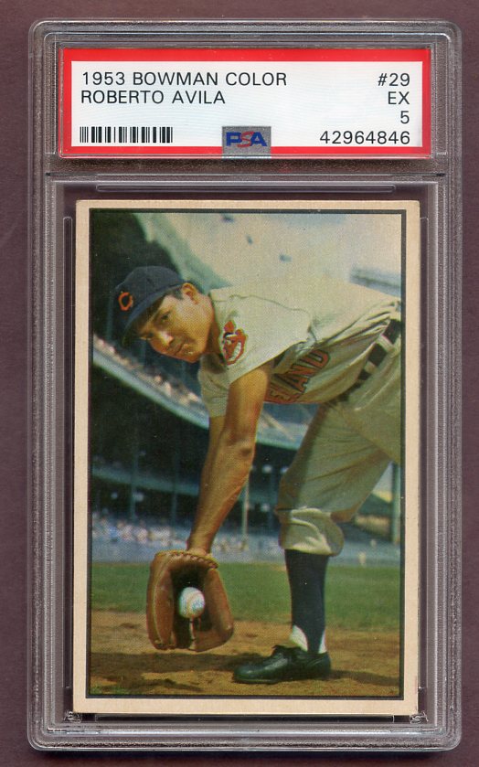 1953 Bowman Color Baseball #029 Bobby Avila Indians PSA 5 EX 471879