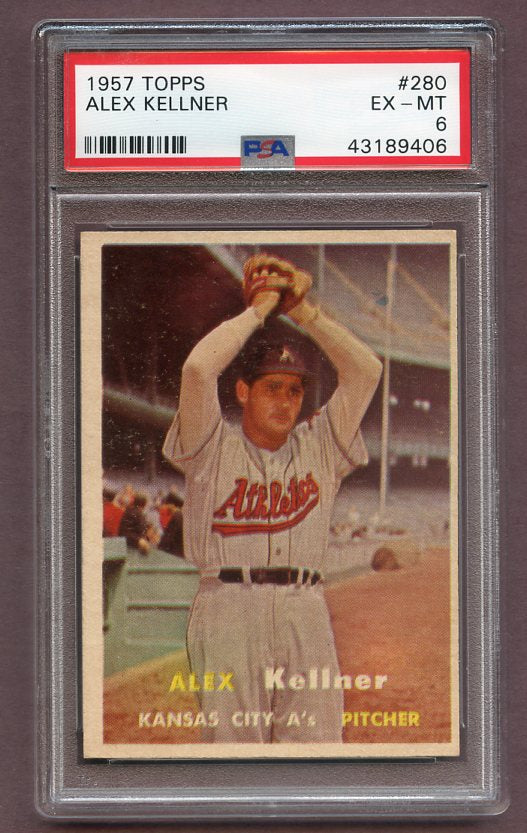 1957 Topps Baseball #280 Alex Kellner A's PSA 6 EX-MT 471925