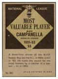 1961 Topps Baseball #480 Roy Campanella MVP Dodgers EX-MT 471974