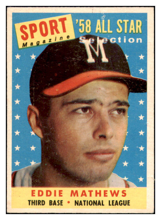 1958 Topps Baseball #480 Eddie Mathews A.S. Braves EX-MT 472015
