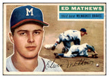 1956 Topps Baseball #107 Eddie Mathews Braves EX+/EX-MT Gray 472043