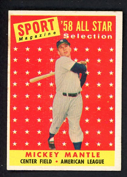 1958 Topps Baseball #487 Mickey Mantle A.S. Yankees EX-MT 472088