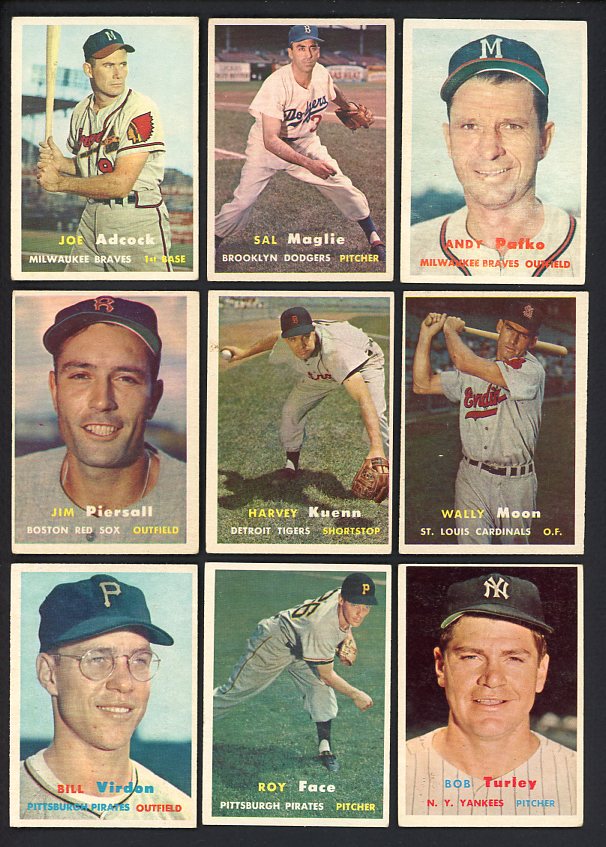 1957 Topps Set Lot 162 Diff VG-EX/EX Maglie Adcock Pafko 472185