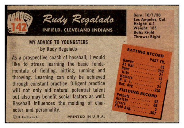1955 Bowman Baseball #142 Rudy Regalado Indians NR-MT 472264
