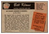 1955 Bowman Baseball #150 Billy Klaus Red Sox EX-MT 472392
