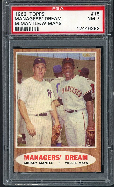 1962 Topps Baseball #018 Mickey Mantle Willie Mays PSA 7 NM 472657