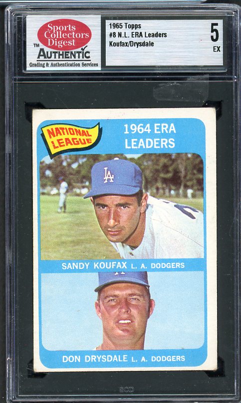 1965 Topps Baseball #008 N.L. ERA Leaders Sandy Koufax SCD 5 EX 472696
