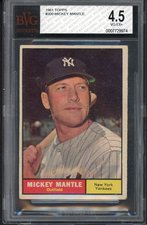1961 Topps Baseball #300 Mickey Mantle Yankees BVG 4.5 VG-EX+ 472705