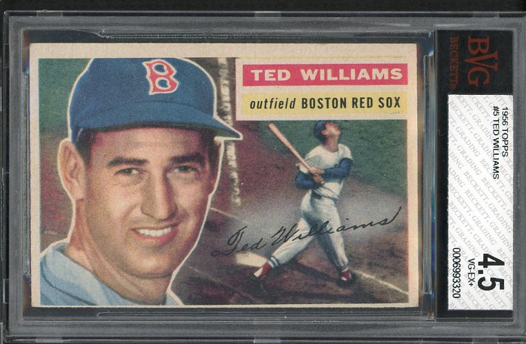 1956 Topps Baseball #005 Ted Williams Red Sox BVG 4.5 VG-EX+ White 472734
