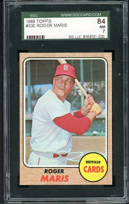 1968 Topps Baseball #330 Roger Maris Cardinals SGC 84 NM 472743