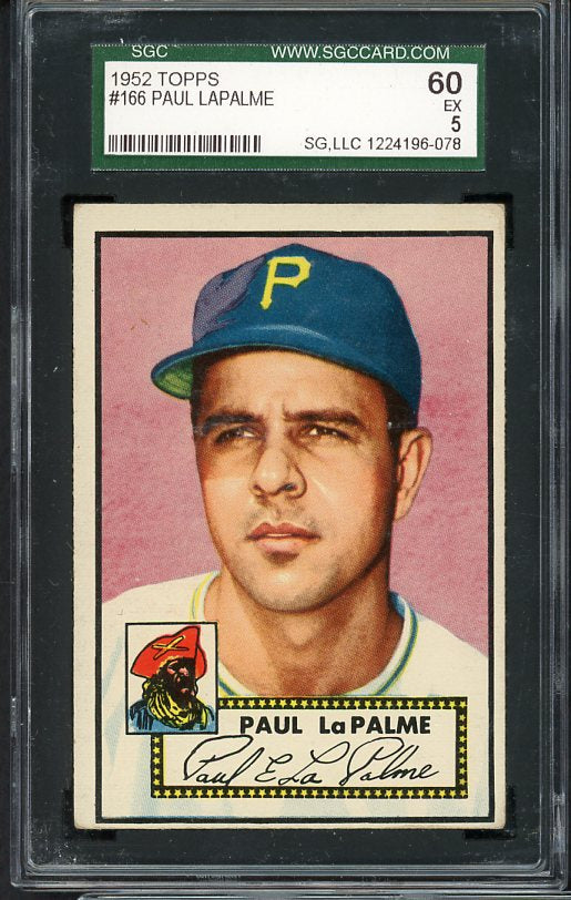 1952 Topps Baseball #166 Paul Lapalme Pirates SGC 5 EX 472768