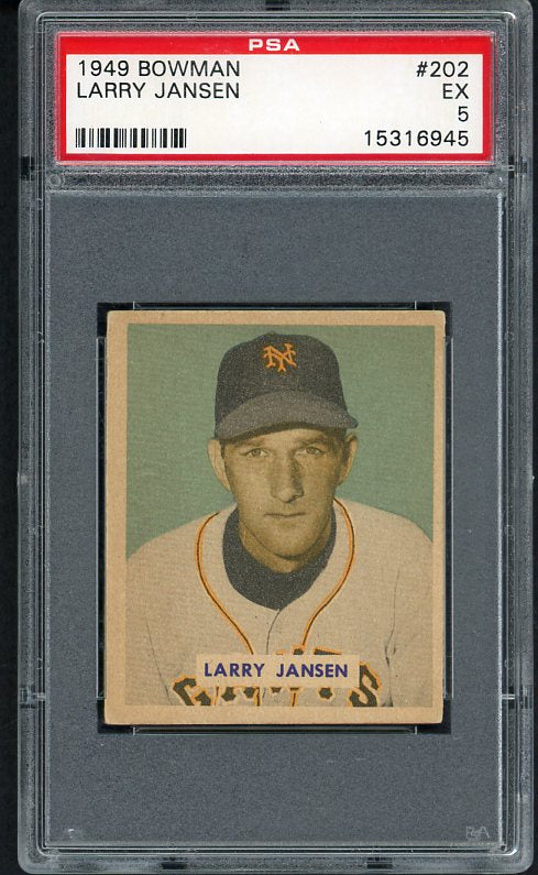 1949 Bowman Baseball #202 Larry Jansen Giants PSA 5 EX 472853