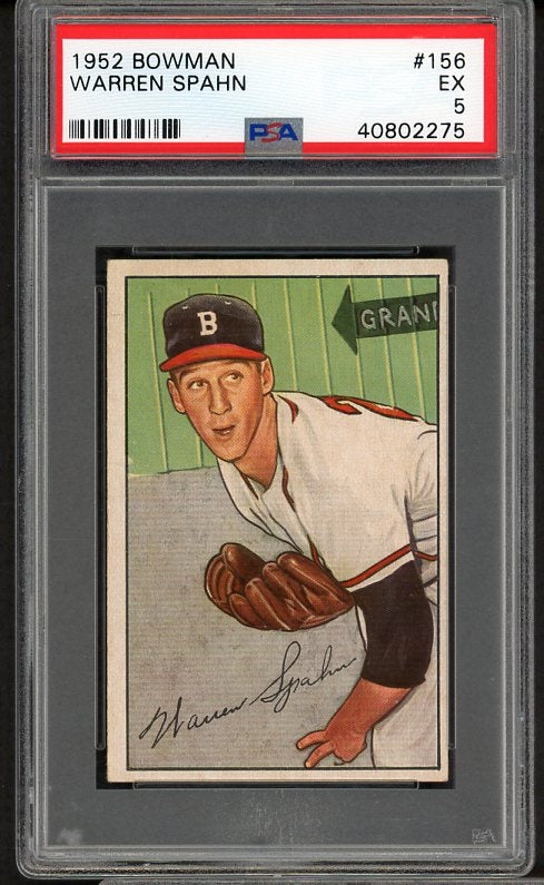 1952 Bowman Baseball #156 Warren Spahn Braves PSA 5 EX 472883