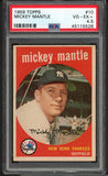 1959 Topps Baseball #010 Mickey Mantle Yankees PSA 4.5 VG-EX+ 472907