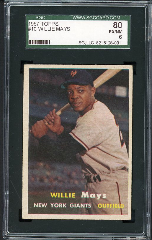 1957 Topps Baseball #010 Willie Mays Giants SGC 80 EX/NM 472995