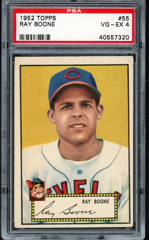 1952 Topps Baseball #055 Ray Boone Indians PSA 4 VG-EX Red 473041