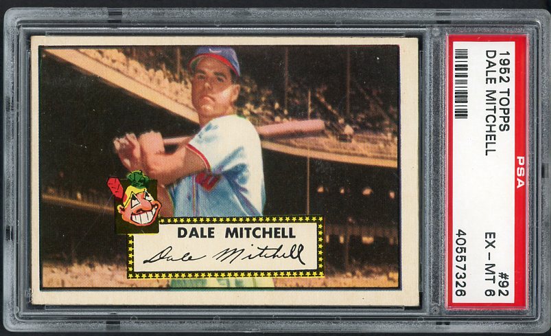 1952 Topps Baseball #092 Dale Mitchell Indians PSA 6 EX-MT 473083