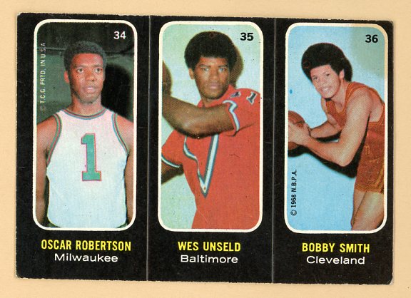 1971 Topps Basketball Trio Stickers # 34/35/36 Robertson Unseld Smith VG-EX 473090