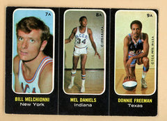 1971 Topps Basketball Trio Stickers #  7A/8A/9A Melchionni Danies Freeman EX 473097