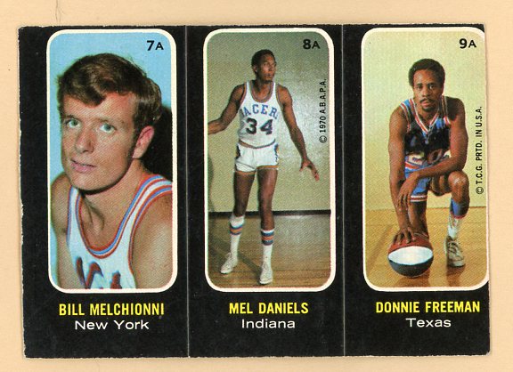 1971 Topps Basketball Trio Stickers #  7A/8A/9A Melchionni Danies Freeman VG-EX 473102