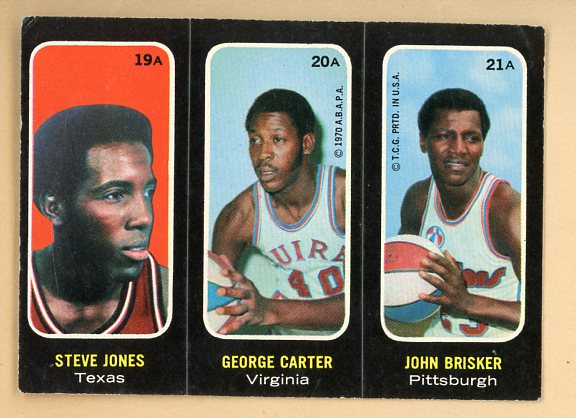 1971 Topps Basketball Trio Stickers # 19A/20A/21A Jones Carter Brisker VG-EX 473104