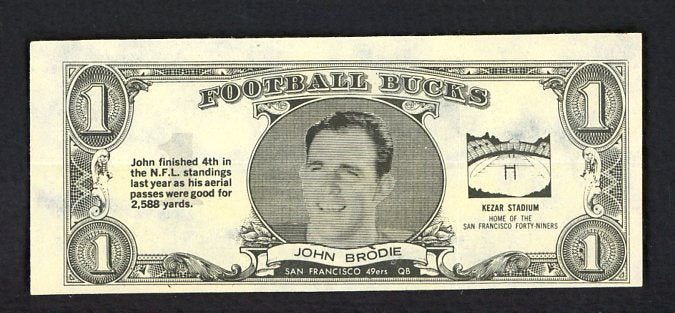 1962 Topps Football Bucks # 44 John Brodie 49ers NR-MT 473166
